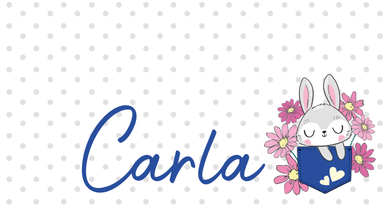 Grijs konijntje met naam vinyl tapijt meer kinderen - TenStickers