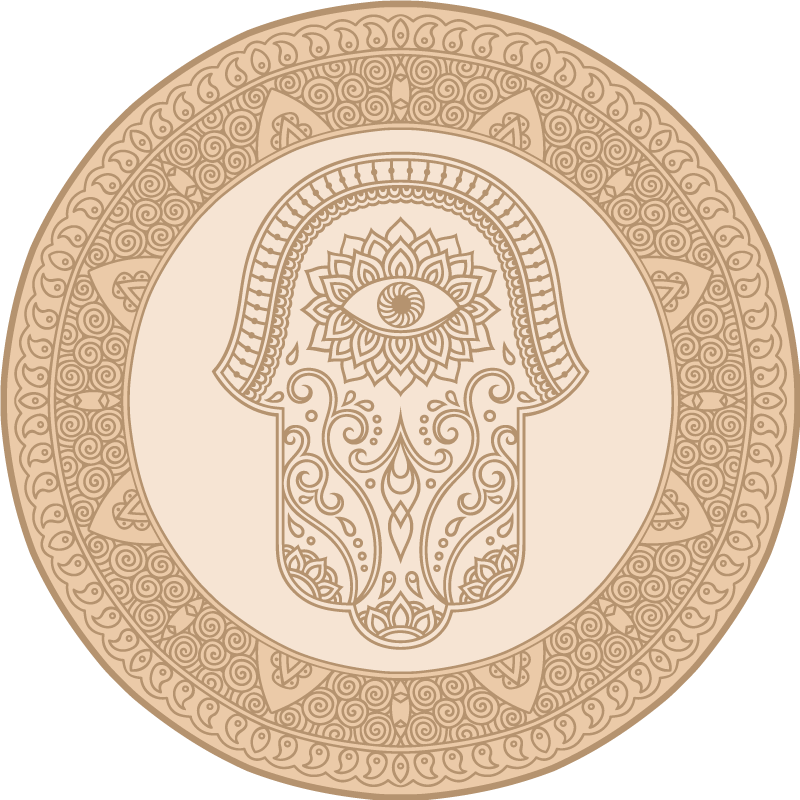 Beige fatima hand symbool vinyl tapijt mandala - TenStickers