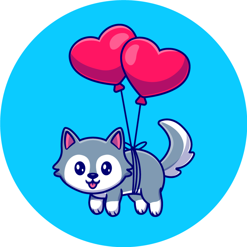 Babywolf met ballonnen dieren vinyl tapijt - TenStickers