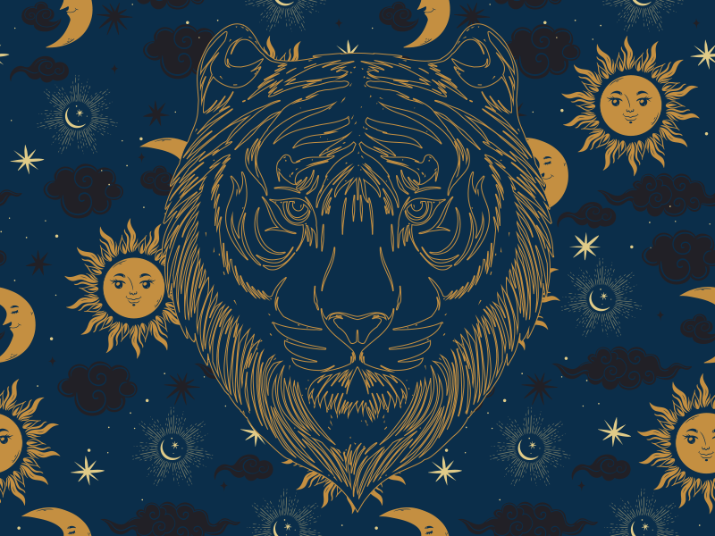 Tijger en zonnen vinyl vloerkleed dierenprint - TenStickers