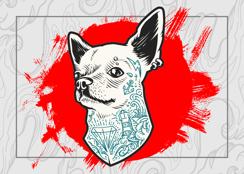 Chihuahua hond portret dieren vinyl tapijt - TenStickers