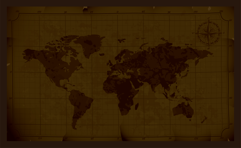 Antiek bruin design vinyl tapijt wereldkaart - TenStickers