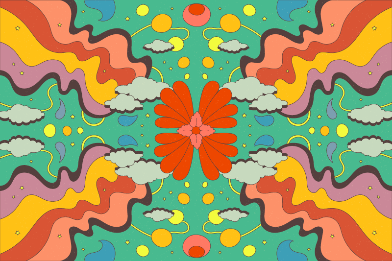 Levendige bloemengolven vinyl tapijt natuur - TenStickers