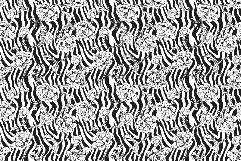 Bloemen zebrapatroon vinyl vloerkleed dierenprint - TenStickers