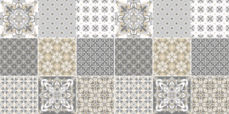 Hydraulische tegels vinyl tapijt Tegeleffect  - TenStickers