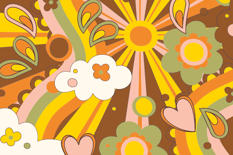 Retro bloemenuitbarsting vinyl tapijt meer kinderen - TenStickers