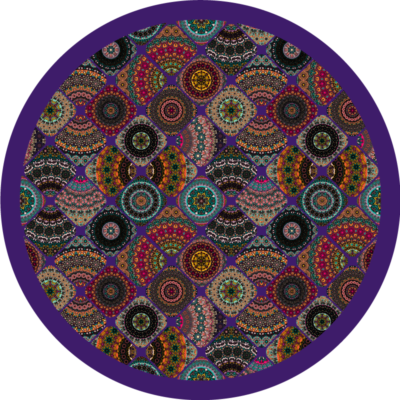 Kleurrijke cirkelvormige patronen vinyl tapijt mandala - TenStickers