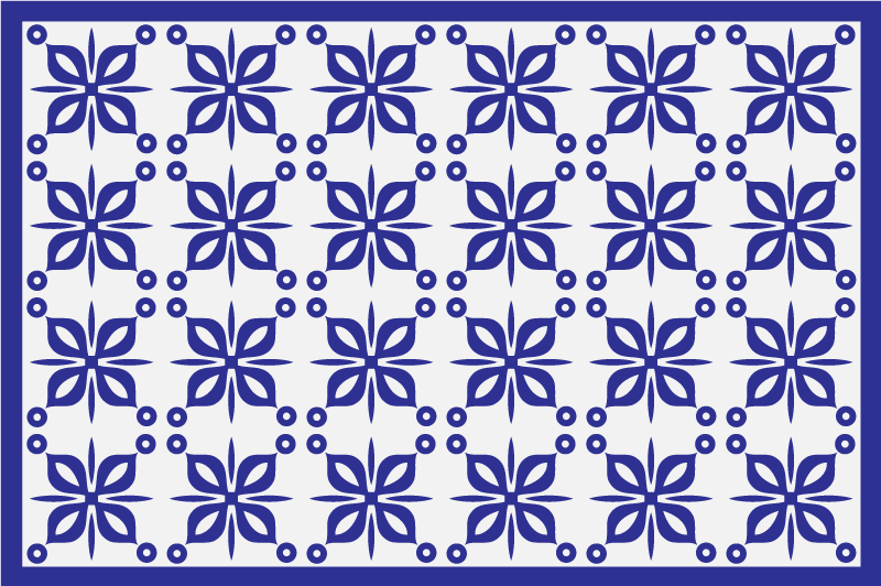 Blauw bloemenelement vinyl tapijt tegels - TenStickers