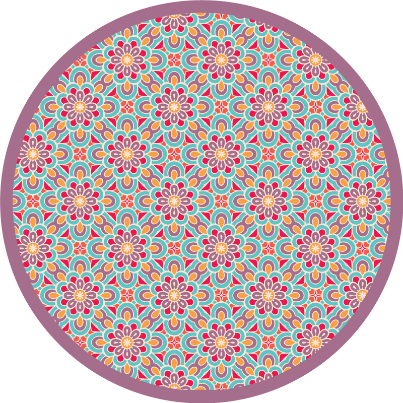 Vinyl tapijt mandala levendig bloemenpatroon - TenStickers