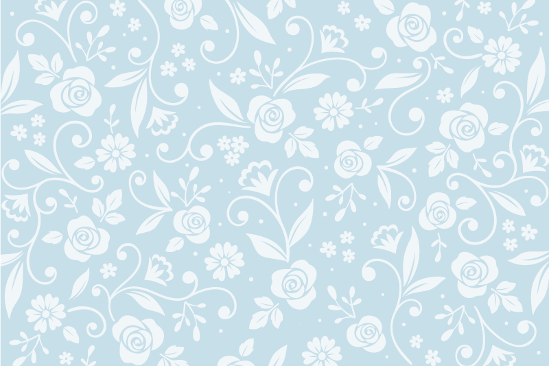 Bloemenpatroon blauw vinyl tapijt bloemen en planten - TenStickers