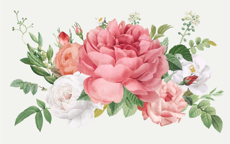 Levendig bloemstuk vinyl tapijt bloemen en planten - TenStickers