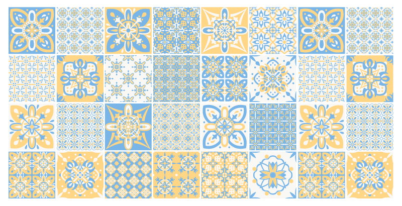 Etnische vinyl tapijt keuken portugese mengtegels - TenStickers