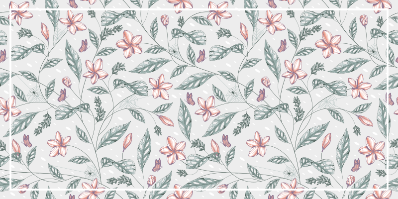 Vinyl tapijt bloemen en planten groene bloemenpatroon - TenStickers