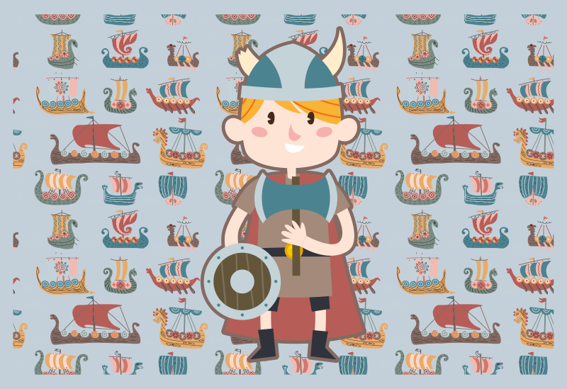 Vikingavonturen vinyl tapijt kind - TenStickers