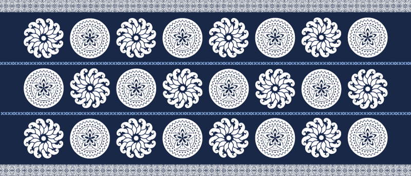 Marineblauwe patronen vinyl tapijt mandala - TenStickers
