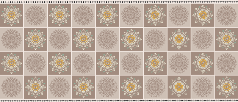Ingewikkelde bloementegels vinyl tapijt mandala - TenStickers