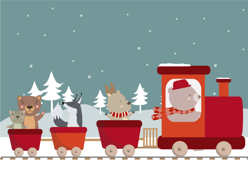 Dierentreinavontuur vinyl tapijt meer kinderen - TenStickers