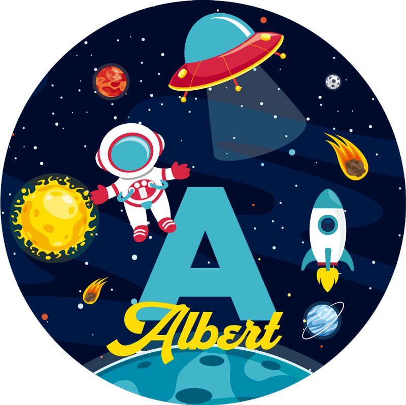 Aangepaste naam in de ruimte vinyl tapijt meer kinderen - TenStickers