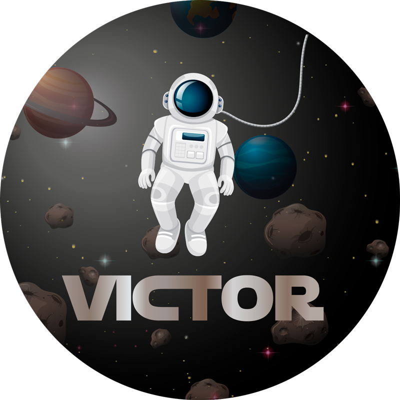 Universum astronaut met naam vinyl tapijt meer kinderen - TenStickers