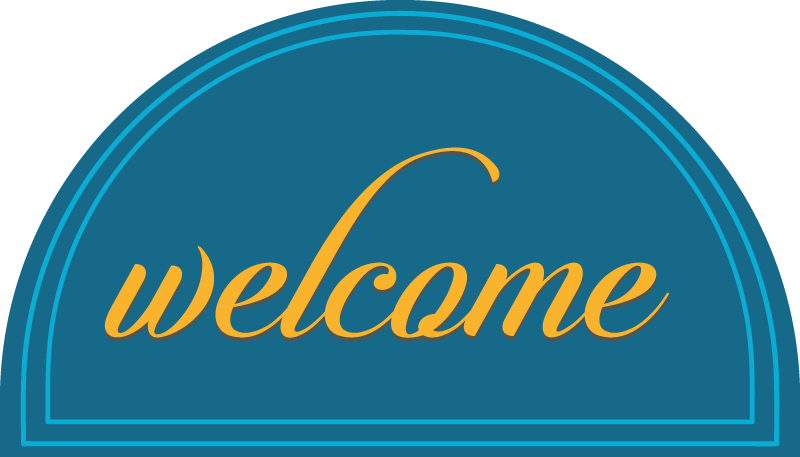 Vinyl tapijt ontvangsthal blauw welkom ontwerp - TenStickers