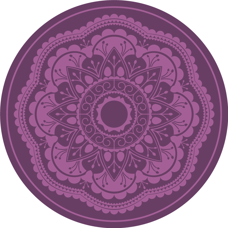 Paars cirkelvormig ontwerp vinyl tapijt mandala - TenStickers