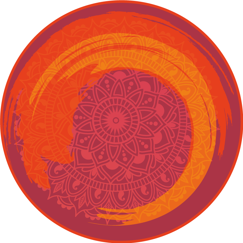 Rood stralend motief vinyl tapijt mandala - TenStickers
