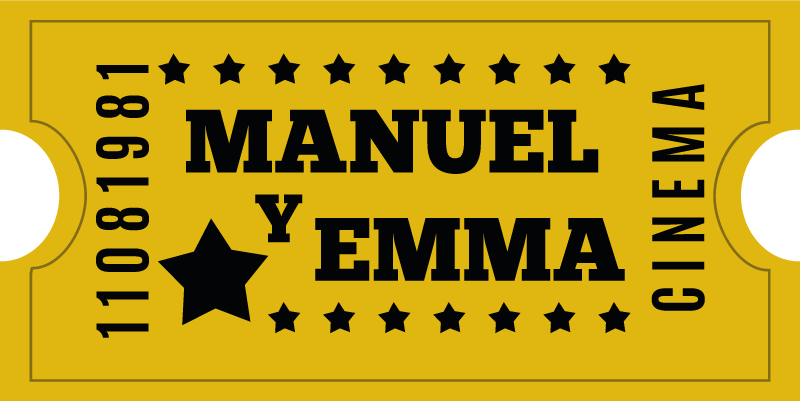 Bioscoopkaartje voor koppel vinyl tapijt met naam - TenStickers