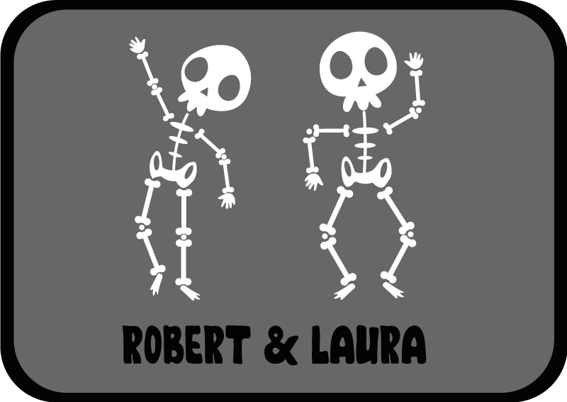 Skeletduo vinyl tapijt met naam - TenStickers