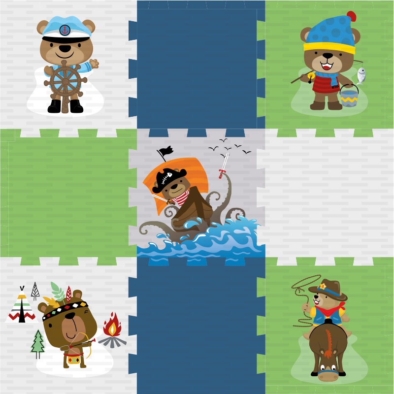 Schattig berenavontuur vinyl tapijt meer kinderen - TenStickers