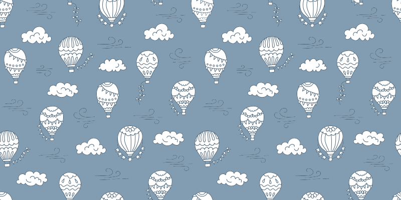 Witte en blauwe ballonnen vinyl tapijt kind - TenStickers