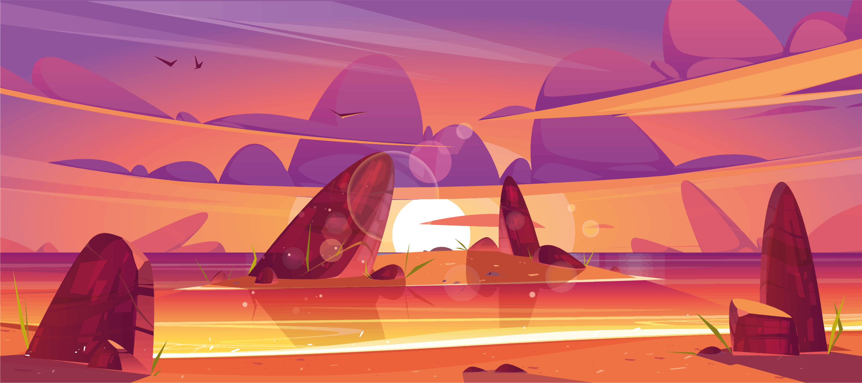 Zonsondergang uitzicht op de woestijn vinyl tapijt natuur - TenStickers