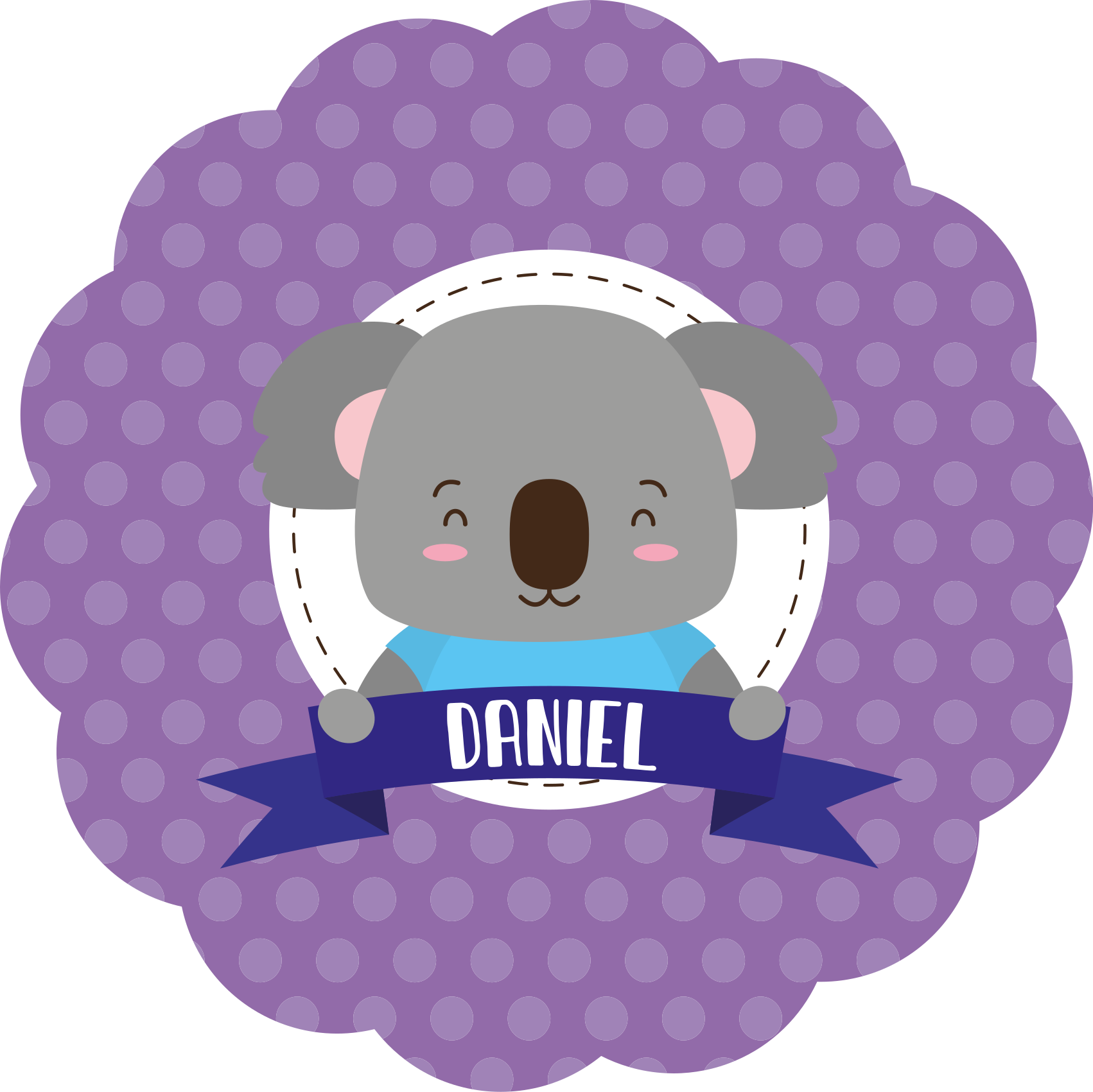 Schattige koala met naam vinyl tapijt baby - TenStickers