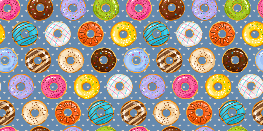 Levendig donutmotief vinyl tapijt keuken - TenStickers