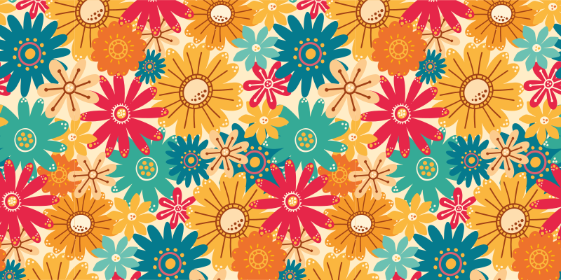 Vinyl tapijt bloemen en planten kleurrijk bloemenpatroon - TenStickers