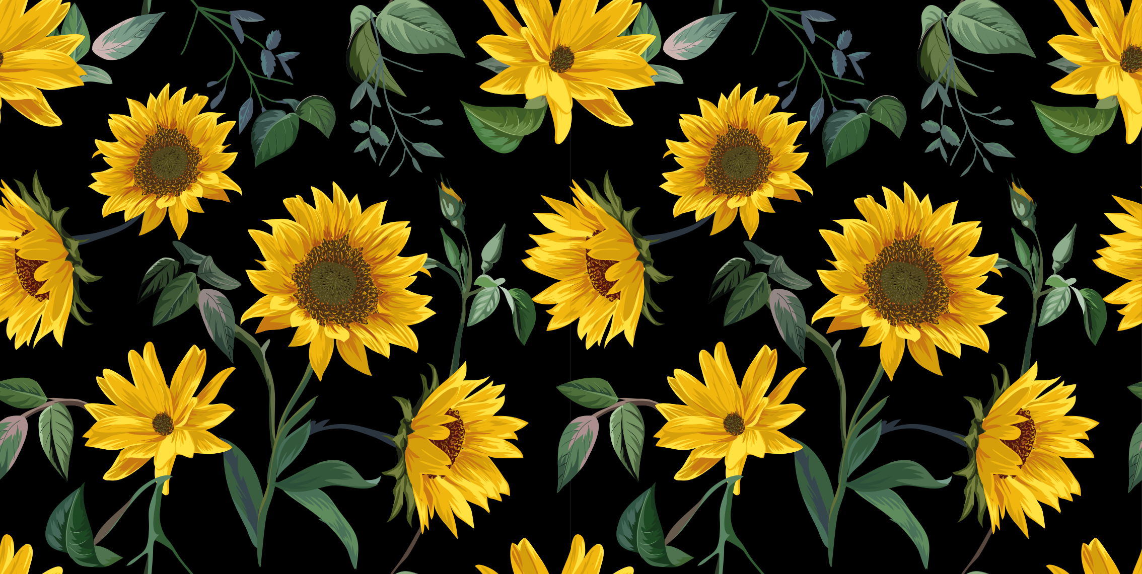 Zonnebloem bloemenpatroon vinyl tapijt bloemen en planten - TenStickers