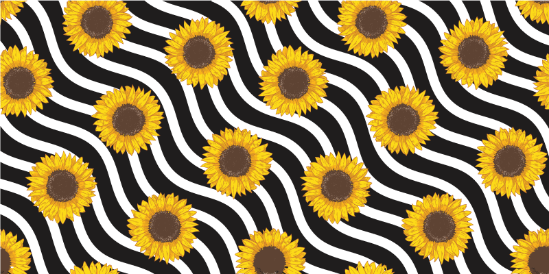Zonnebloem golfpatroon vinyl tapijt bloemen en planten - TenStickers