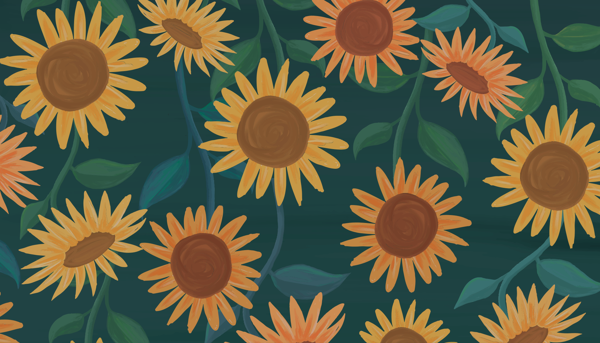 Vintage zonnebloempatroon vinyl tapijt bloemen en planten - TenStickers