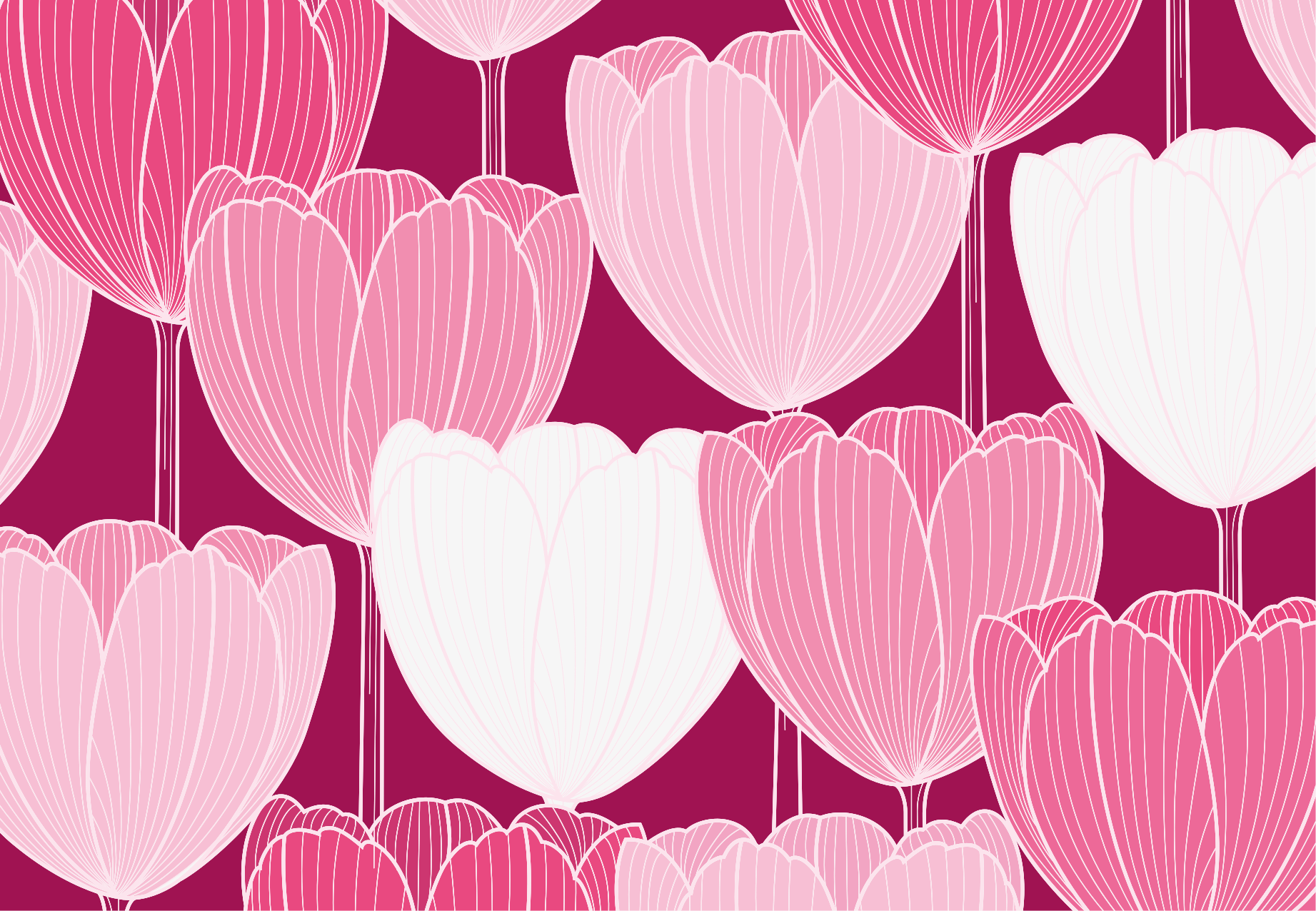 Roze tulp elementen vinyl tapijt bloemen en planten - TenStickers