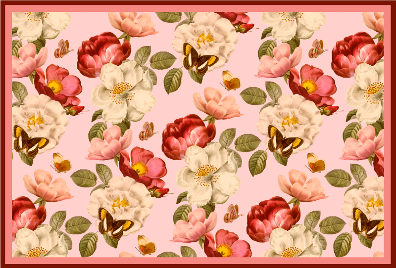 Bloemig bloeiend arrangement vinyl tapijt bloemen en planten - TenStickers