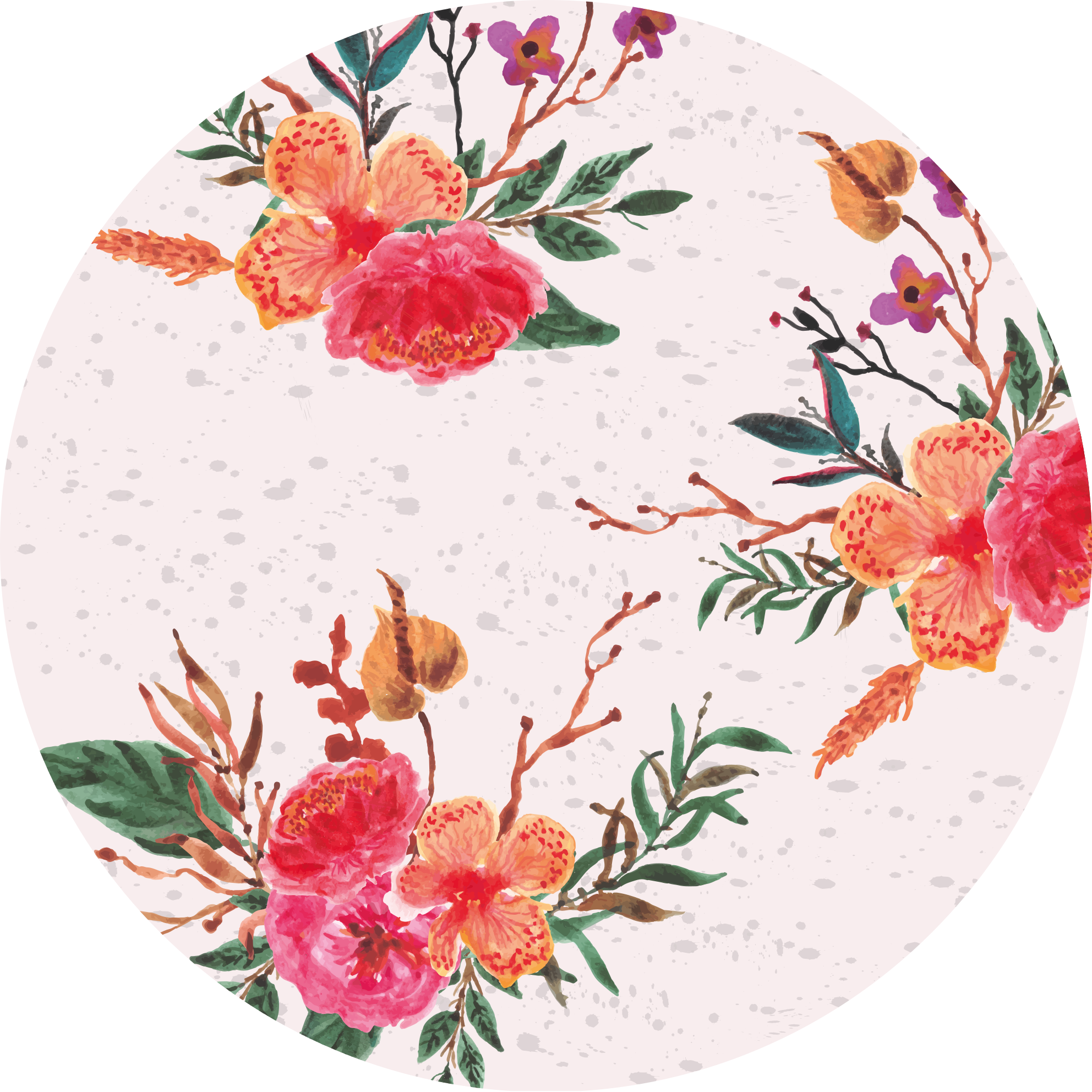 Pioenrozen en orchideeën vinyl tapijt bloemen en planten - TenStickers