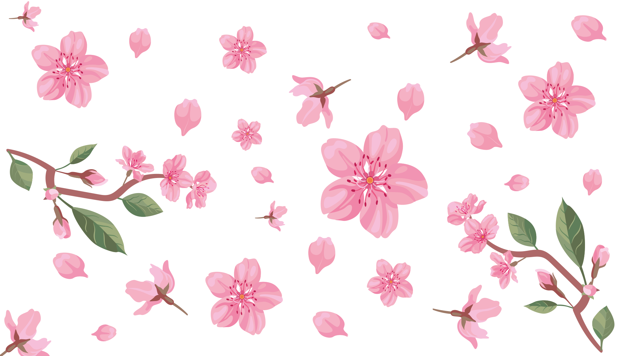 Roze bloesemmotief vinyl tapijt bloemen en planten - TenStickers