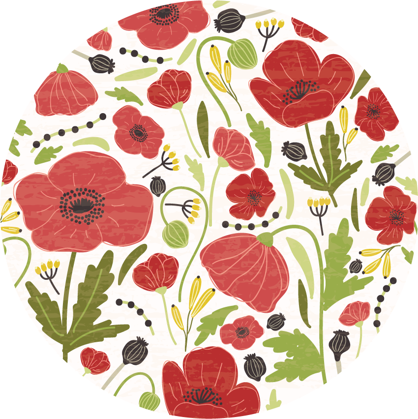 Rode papaverbloesems vinyl tapijt bloemen en planten - TenStickers
