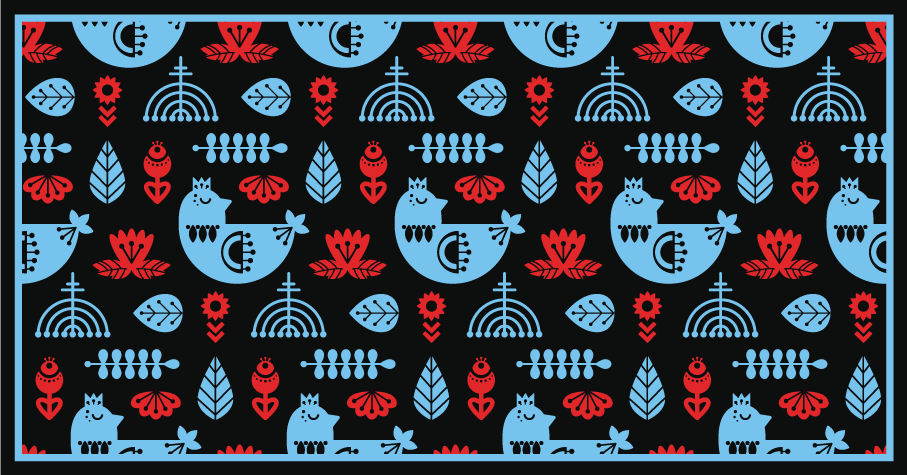 Kleurrijke volkspatronen dieren vinyl tapijt - TenStickers