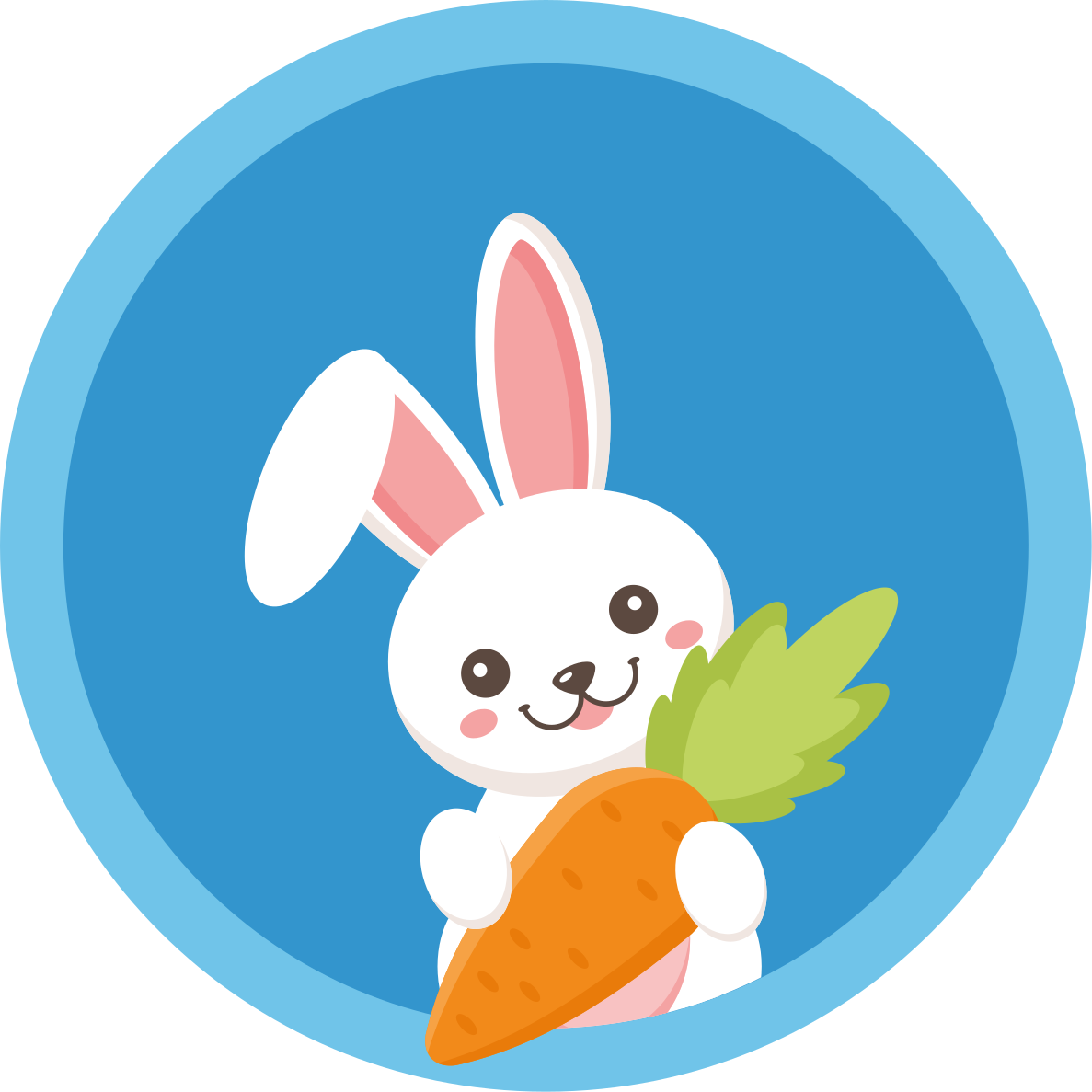 Blij konijntje met wortel dieren vinyl tapijt - TenStickers
