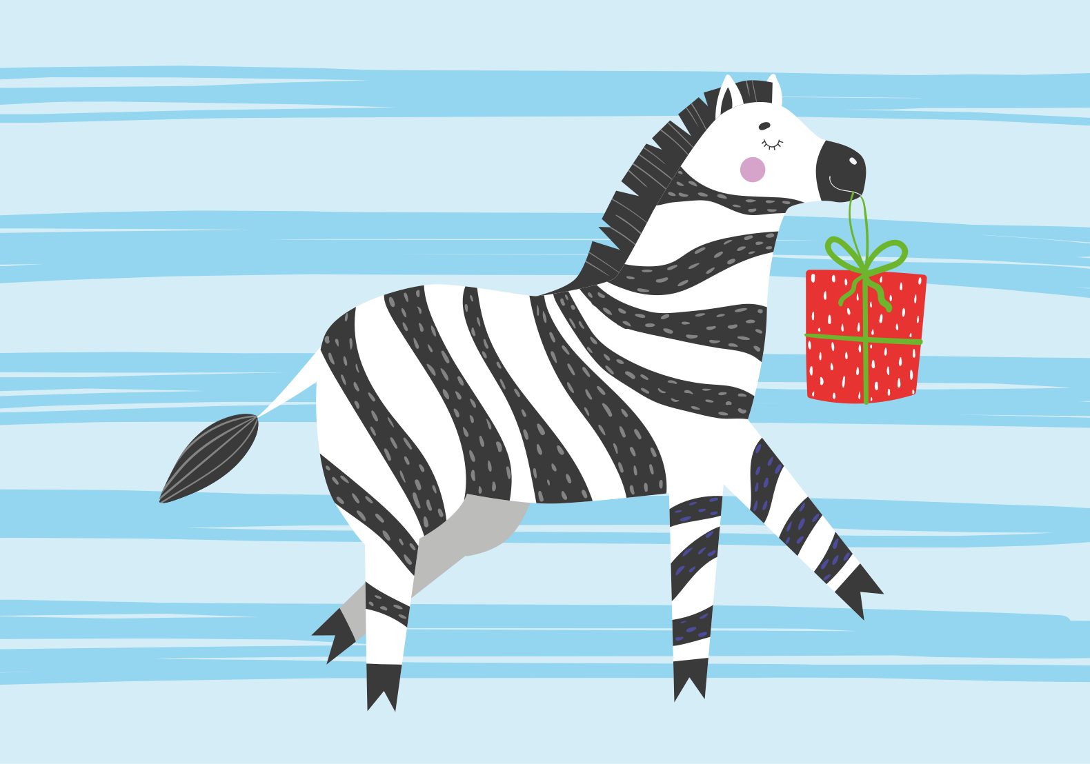 Zebra met cadeau dieren vinyl tapijt - TenStickers