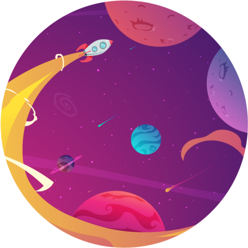 Kosmische raketreis vinyl tapijt sterren - TenStickers