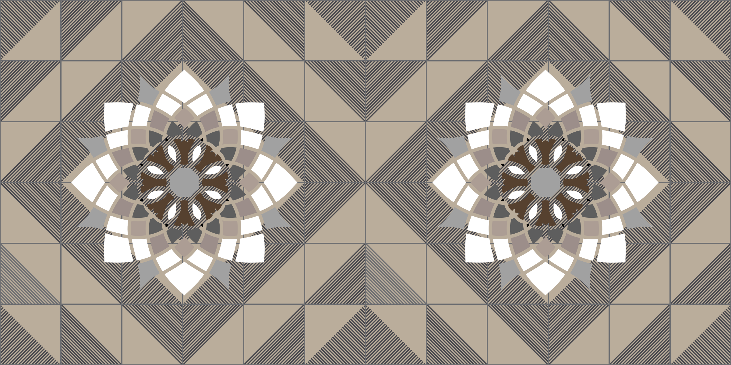 Geometrisch bloemenmotief vinyl tapijt mozaïek - TenStickers