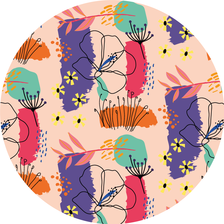 Heldere bloemenmotieven vinyl tapijt bloemen en planten - TenStickers