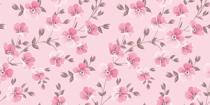 Bloemige roze harmonie vinyl tapijt bloemen en planten - TenStickers