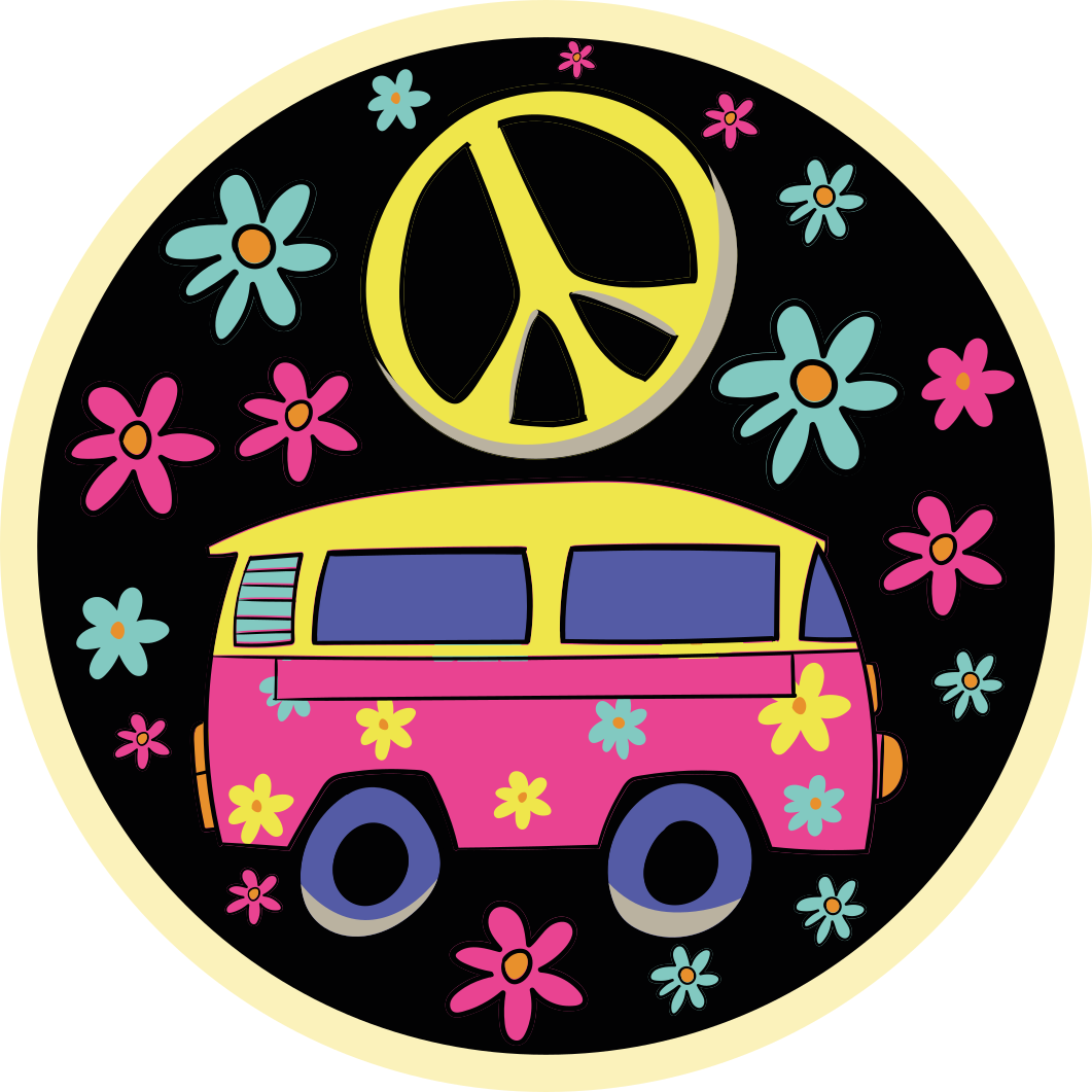 Flower power busje vinyl tapijt meer kinderen - TenStickers